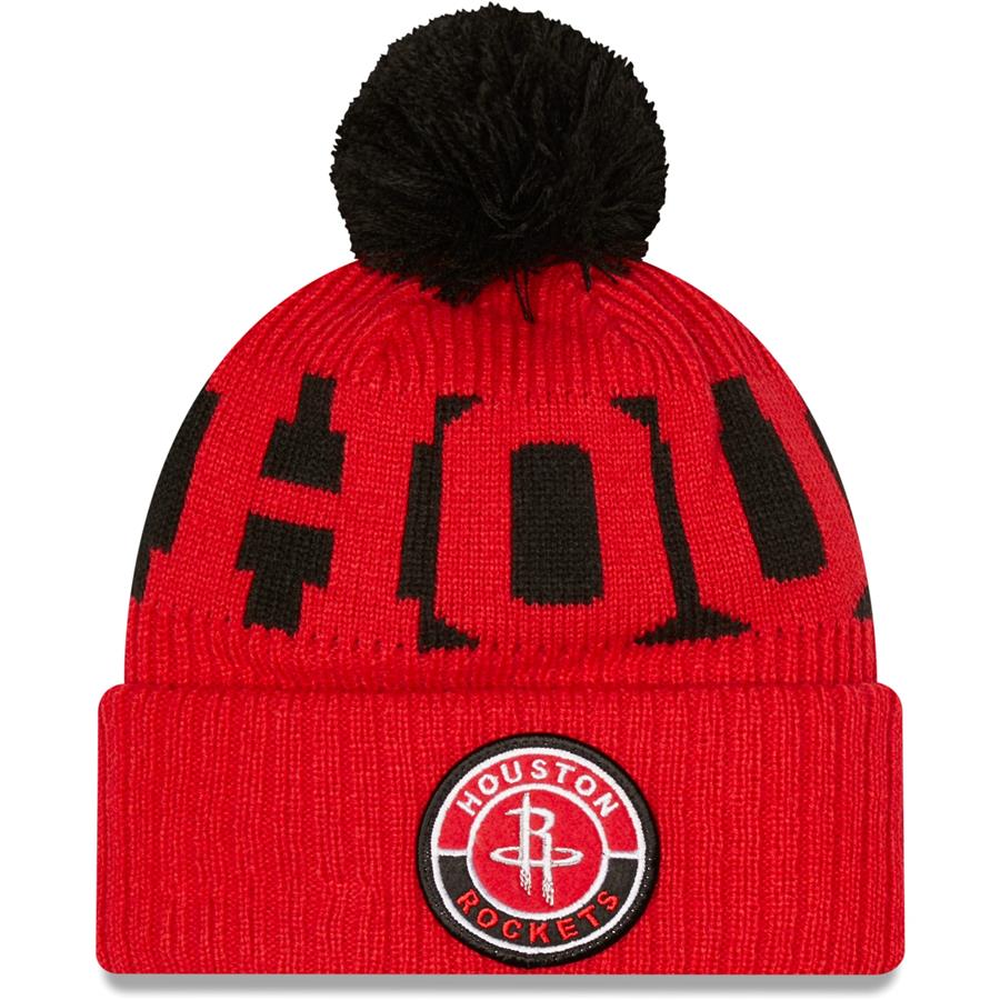 Houston Rockets New Era Sport Logo Cuffed Knit Hat with Pom - Red