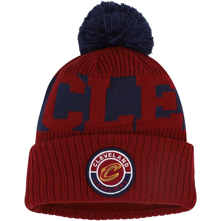 Cleveland Cavaliers New Era Sport Logo Cuffed Knit Hat with Pom - Wine
