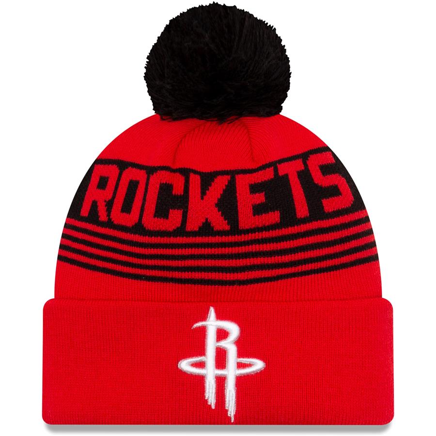 Houston Rockets New Era Proof Cuffed Knit Hat with Pom - Red