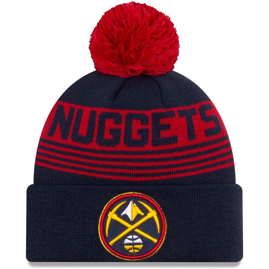 Denver Nuggets New Era Proof Cuffed Knit Hat with Pom - Navy