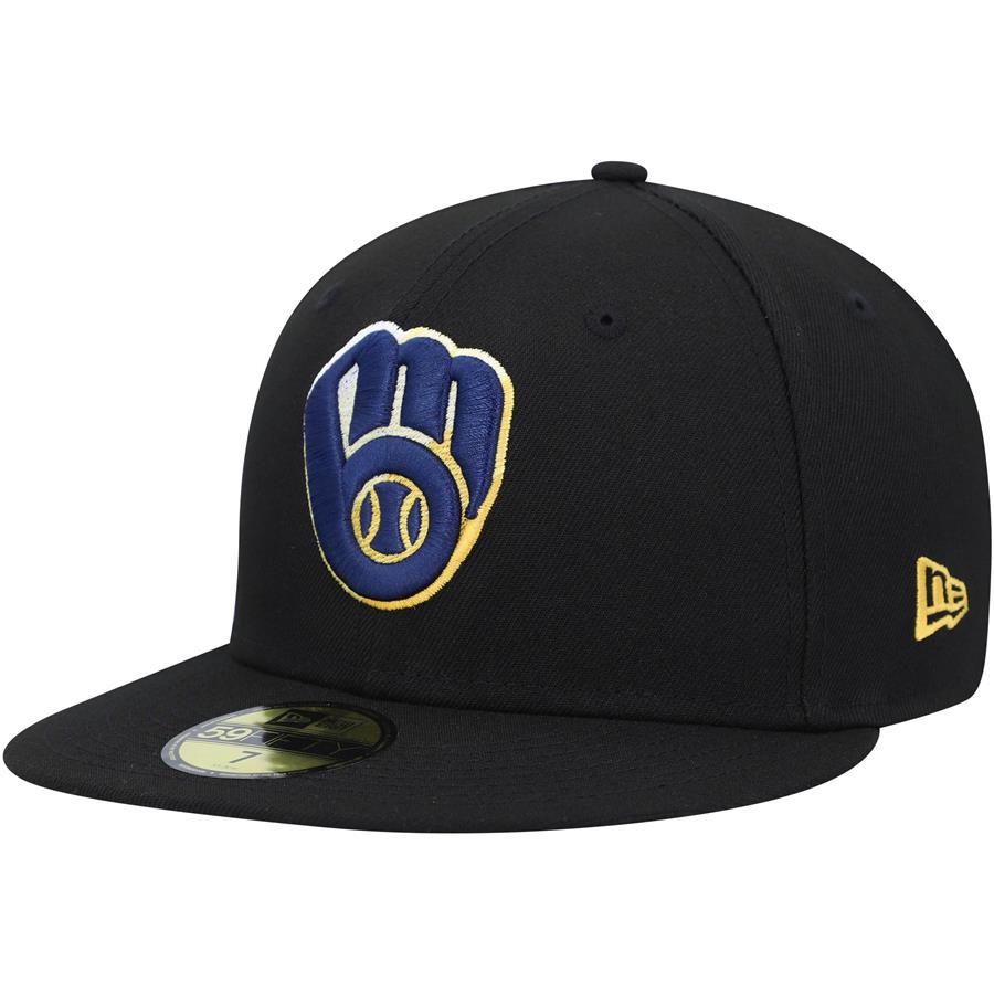 Milwaukee Brewers New Era Color Dupe 59FIFTY Fitted Hat - Black