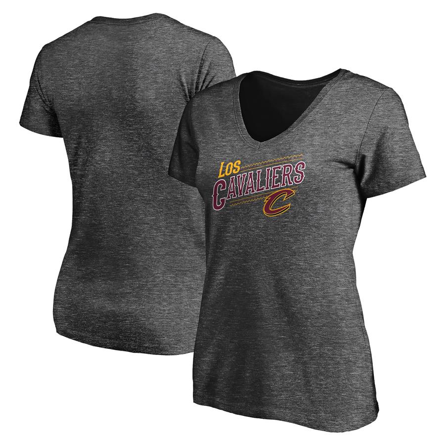 Cleveland Cavaliers Fanatics Branded Women's 2021 Noches Éne-Bé-A Core V-Neck T-Shirt - Charcoal