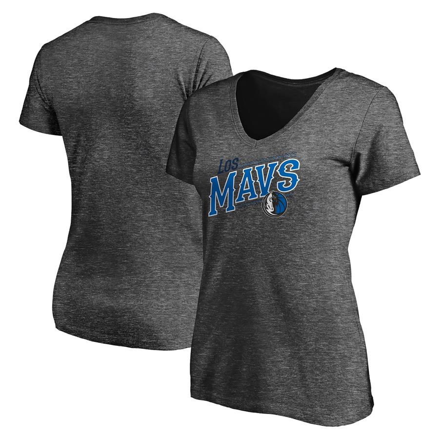 Dallas Mavericks Fanatics Branded Women's 2021 Noches Éne-Bé-A Core V-Neck T-Shirt - Charcoal