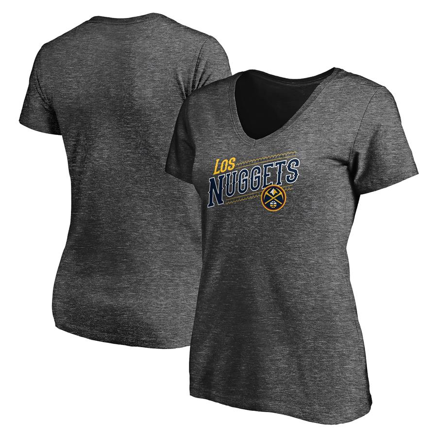 Denver Nuggets Fanatics Branded Women's 2021 Noches Éne-Bé-A Core V-Neck T-Shirt - Charcoal