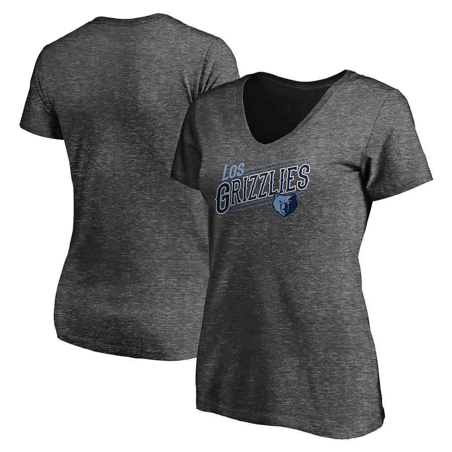 Memphis Grizzlies Fanatics Branded Women's 2021 Noches Éne-Bé-A Core V-Neck T-Shirt - Charcoal