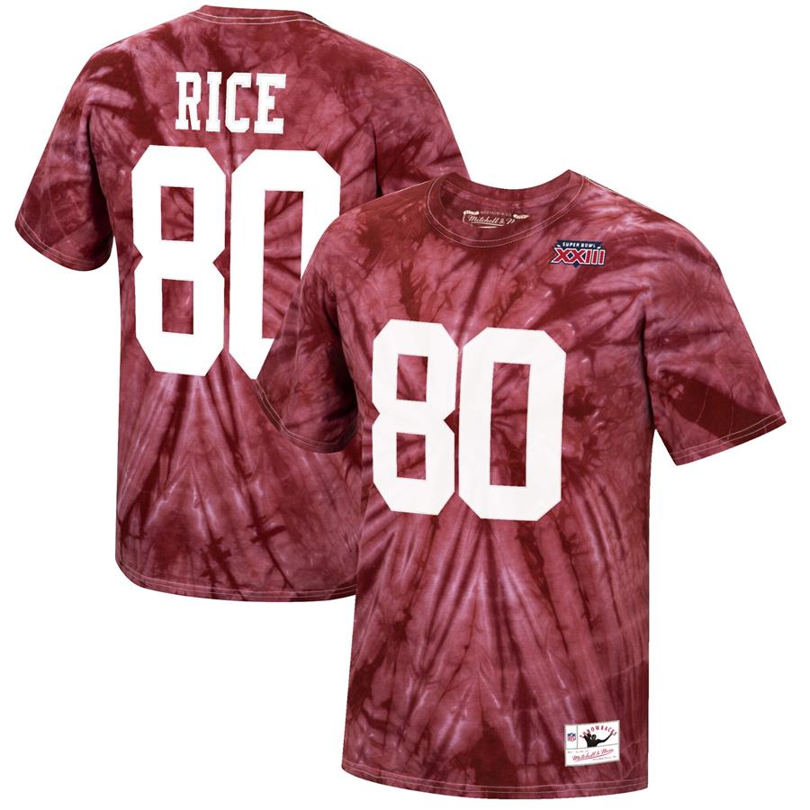 Jerry Rice San Francisco 49ers Mitchell & Ness Tie-Dye Super Bowl XXIII Retired Player Name & Number T-Shirt - Scarlet