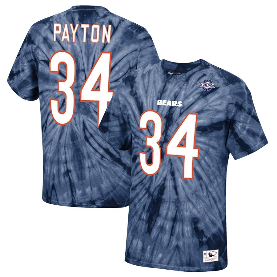 Walter Payton Chicago Bears Mitchell & Ness Tie-Dye Super Bowl XX Retired Player Name & Number T-Shirt - Navy