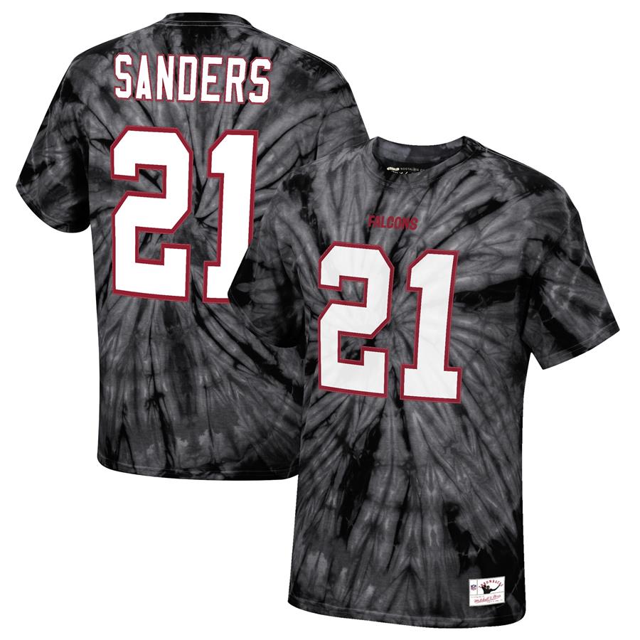 Deion Sanders Atlanta Falcons Mitchell & Ness Tie-Dye Retired Player Name & Number T-Shirt - Black
