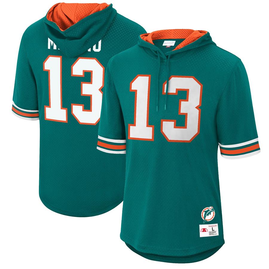 Dan Marino Miami Dolphins Mitchell & Ness Retired Player Mesh Name & Number Hoodie T-Shirt - Aqua