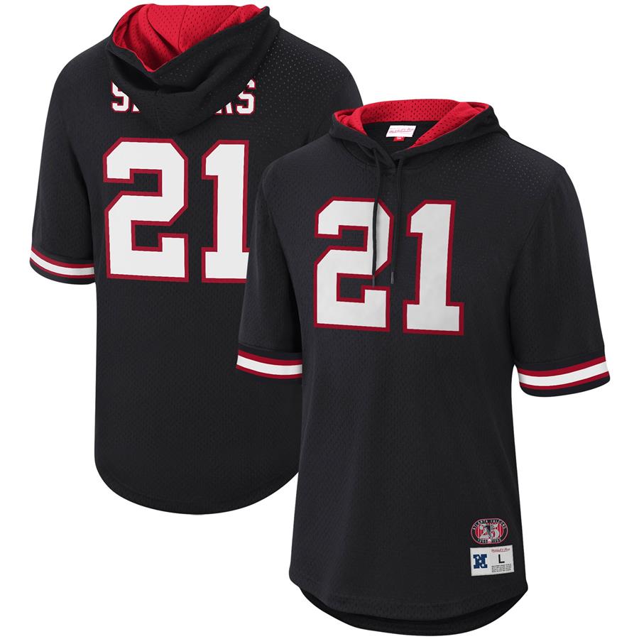 Deion Sanders Atlanta Falcons Mitchell & Ness Retired Player Mesh Name & Number Hoodie T-Shirt - Black