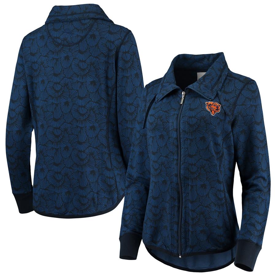 Chicago Bears Tommy Bahama Women's Sport Shell We Dance Tri-Blend Full-Zip Sweatshirt - Navy