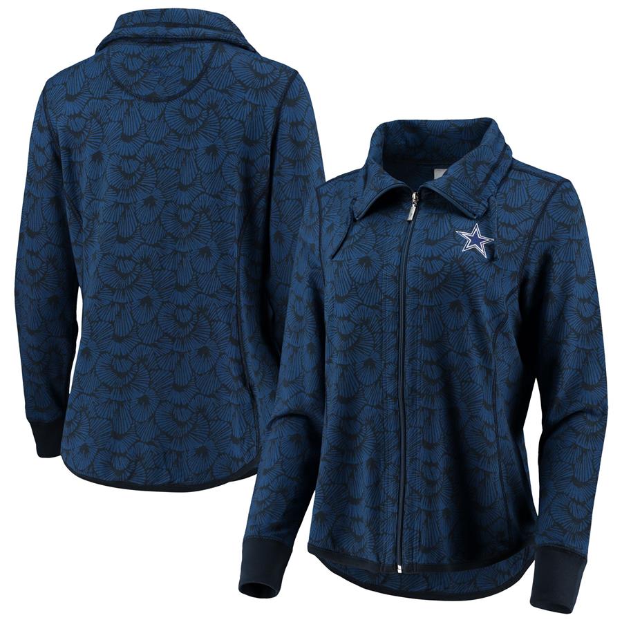 Dallas Cowboys Tommy Bahama Women's Sport Shell We Dance Tri-Blend Full-Zip Sweatshirt - Navy