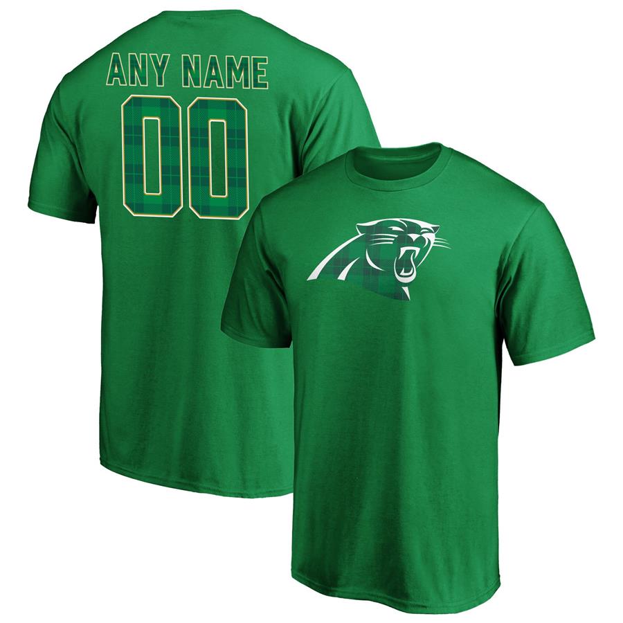 Carolina Panthers Fanatics Branded Emerald Plaid Personalized Name & Number T-Shirt - Green