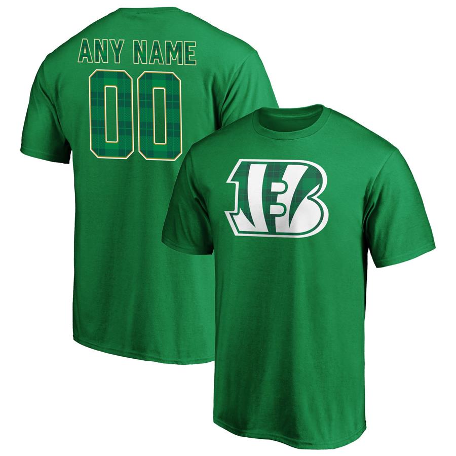 Cincinnati Bengals Fanatics Branded Emerald Plaid Personalized Name & Number T-Shirt - Green