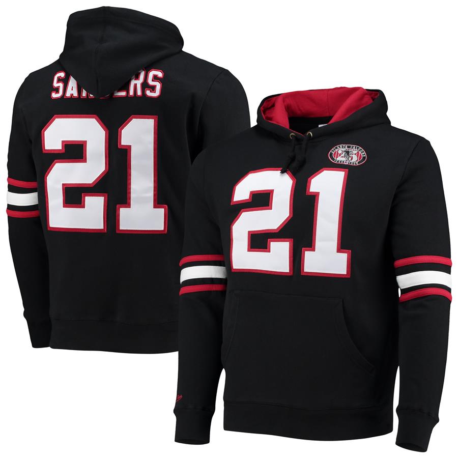 Deion Sanders Atlanta Falcons Mitchell & Ness Retired Player Name & Number Fleece Pullover Hoodie - Black
