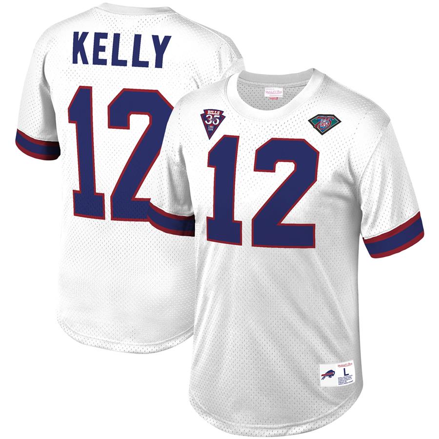 Jim Kelly Buffalo Bills Mitchell & Ness Retired Player Name & Number Mesh Top - White