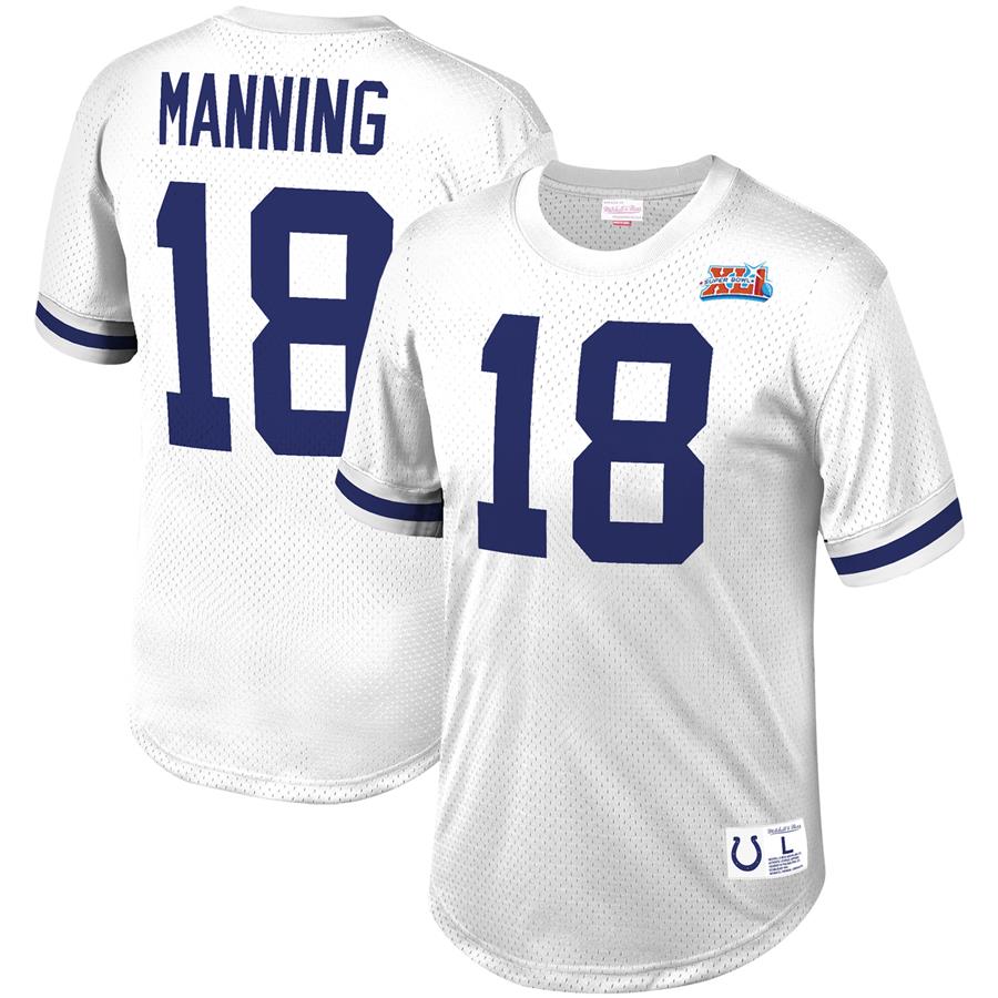 Peyton Manning Indianapolis Colts Mitchell & Ness Retired Player Name & Number Mesh Top - White