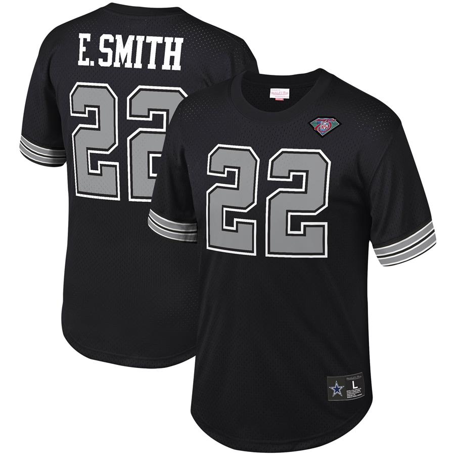 Emmitt Smith Dallas Cowboys Mitchell & Ness Retired Player Name & Number Mesh Top - Black