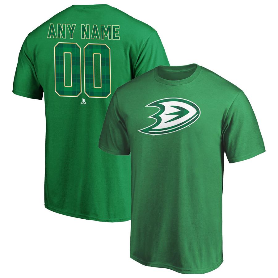 Anaheim Ducks Fanatics Branded Emerald Plaid Personalized Name & Number T-Shirt - Green