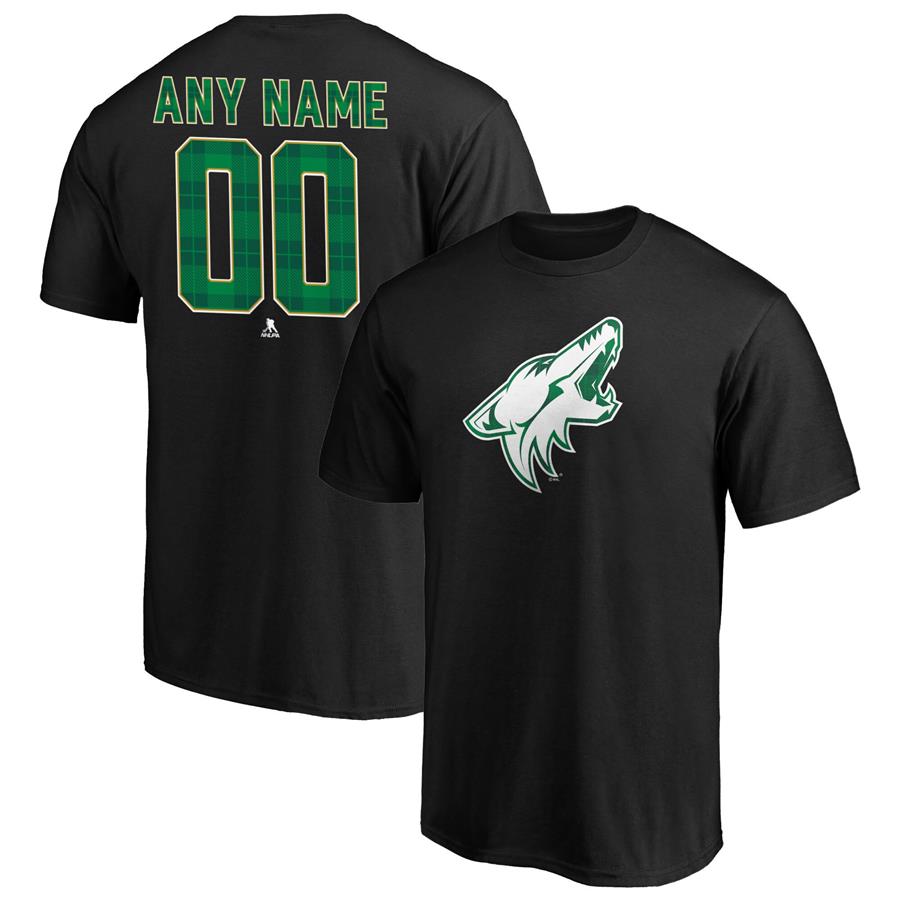 Arizona Coyotes Fanatics Branded Emerald Plaid Personalized Name & Number T-Shirt - Black
