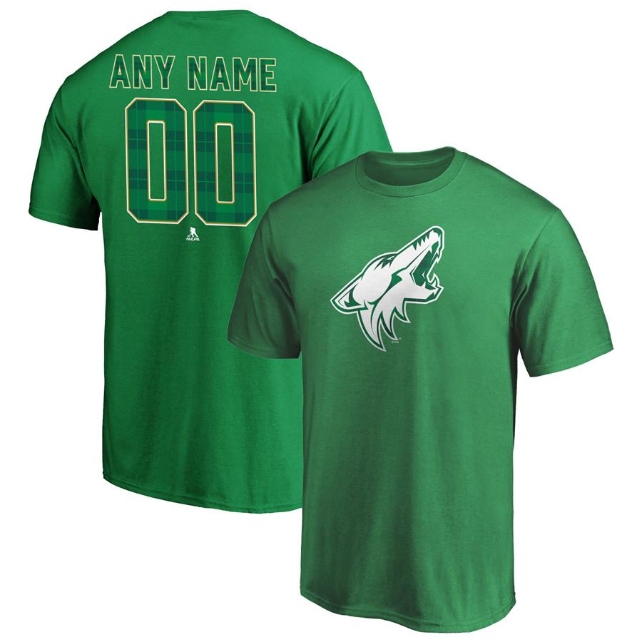 Arizona Coyotes Fanatics Branded Emerald Plaid Personalized Name & Number T-Shirt - Green