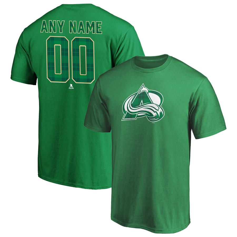 Colorado Avalanche Fanatics Branded Emerald Plaid Personalized Name & Number T-Shirt - Green