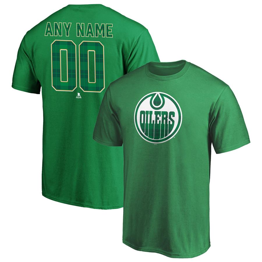 Edmonton Oilers Fanatics Branded Emerald Plaid Personalized Name & Number T-Shirt - Green