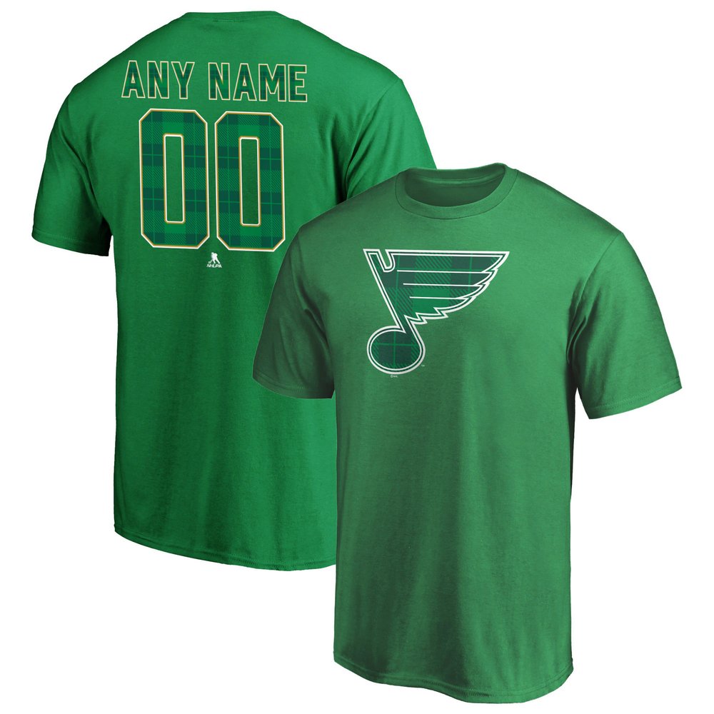 St. Louis Blues Fanatics Branded Emerald Plaid Personalized Name & Number T-Shirt - Green