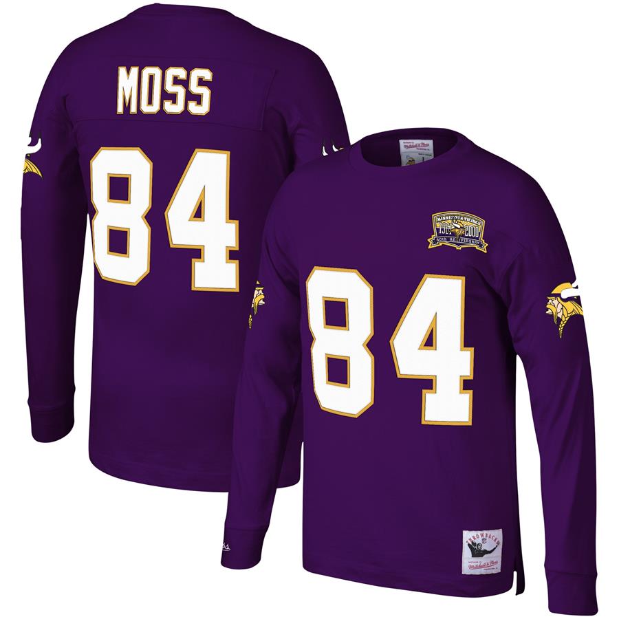 Randy Moss Minnesota Vikings Mitchell & Ness 2000 Retired Player Name & Number Long Sleeve T-Shirt - Purple