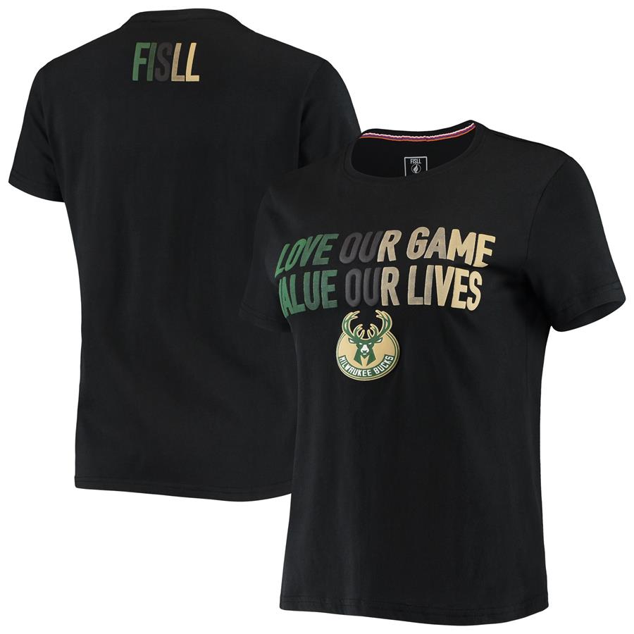 Milwaukee Bucks FISLL Women's Social Justice Team T-Shirt - Black