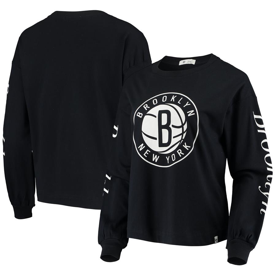 Brooklyn Nets '47 Women's Marlow Long Sleeve T-Shirt - Black