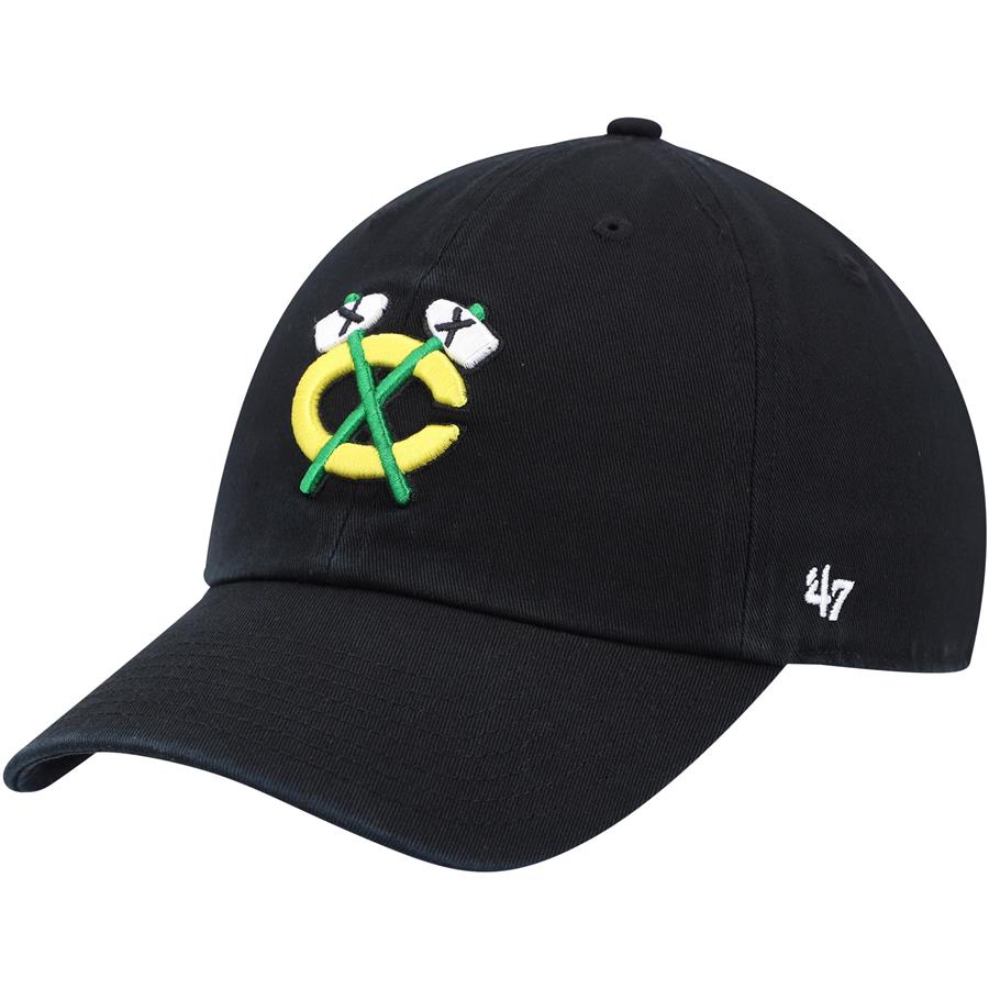 Chicago Blackhawks '47 Alternate Logo Clean Up Adjustable Hat - Black