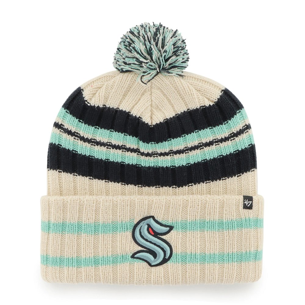 Seattle Kraken '47 Hone Cuffed Knit Hat with Pom - Natural