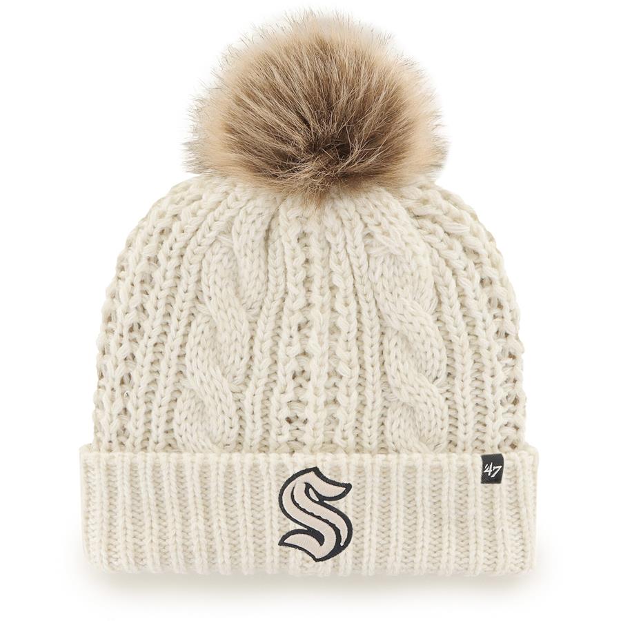 Seattle Kraken '47 Women's Meeko Cuffed Knit Hat with Pom - White