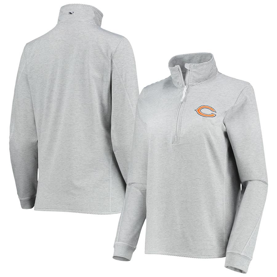 Chicago Bears Vineyard Vines Women's Sankaty Shep Half-Zip Jacket - Heathered Gray