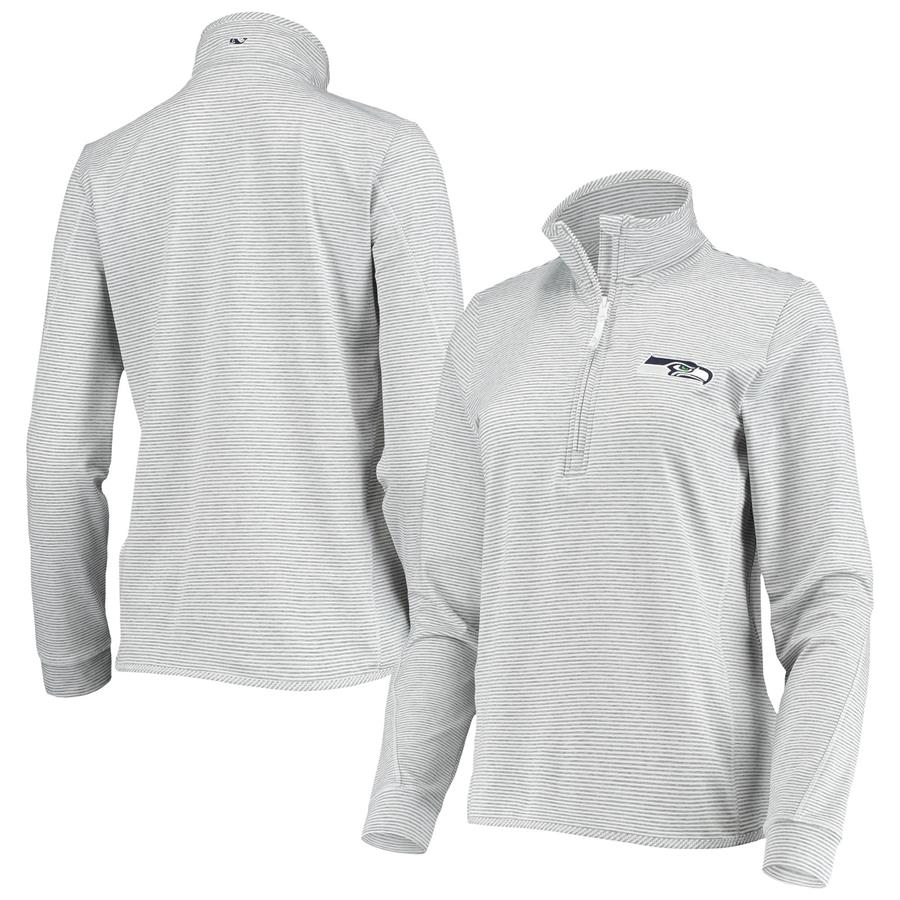 Seattle Seahawks Vineyard Vines Women's Sankaty Shep Half-Zip Jacket - Heathered Gray