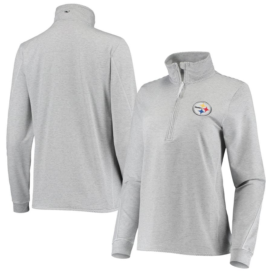 Pittsburgh Steelers Vineyard Vines Women's Sankaty Shep Half-Zip Jacket - Heathered Gray