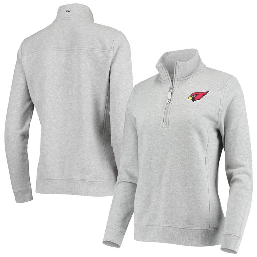 Arizona Cardinals Vineyard Vines Women's Logo Shep Shirt Quarter-Zip Jacket - Heathered Gray