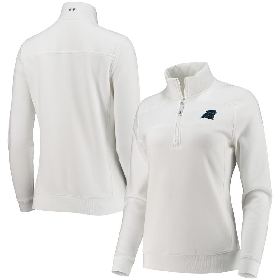Carolina Panthers Vineyard Vines Women's Logo Shep Shirt Quarter-Zip Jacket - White