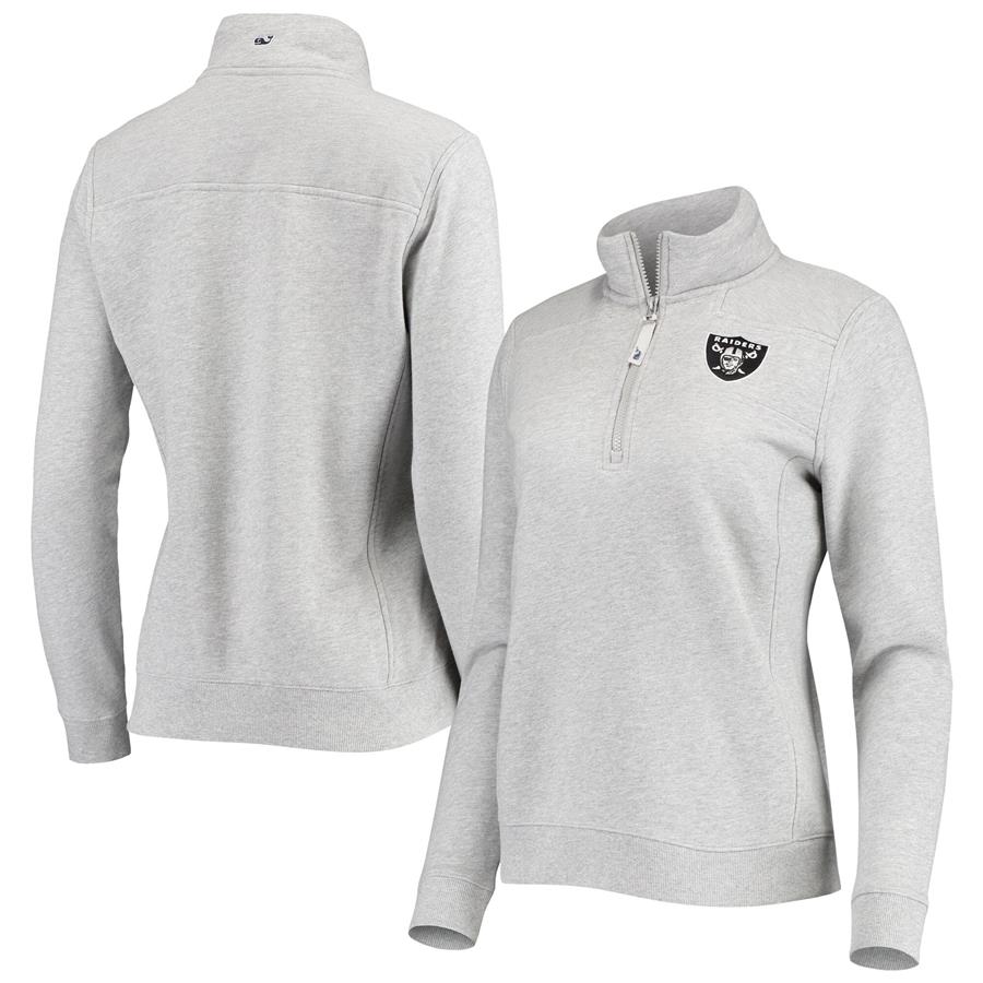 Las Vegas Raiders Vineyard Vines Women's Logo Shep Shirt Quarter-Zip Jacket - Heathered Gray