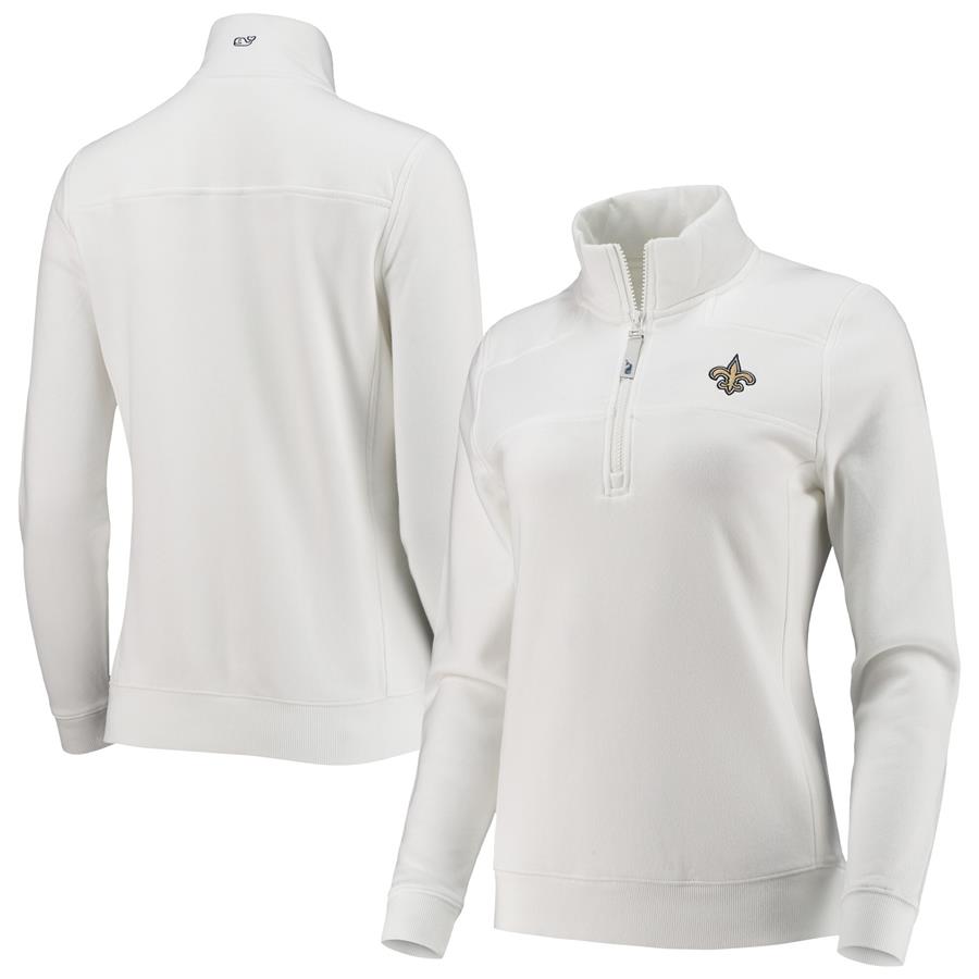 New Orleans Saints Vineyard Vines Women's Logo Shep Shirt Quarter-Zip Jacket - White