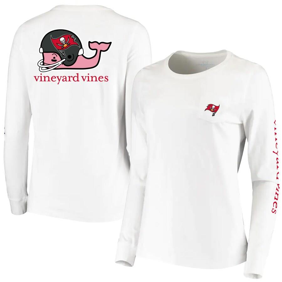 Tampa Bay Buccaneers Vineyard Vines Women's Helmet Long Sleeve T-Shirt - White