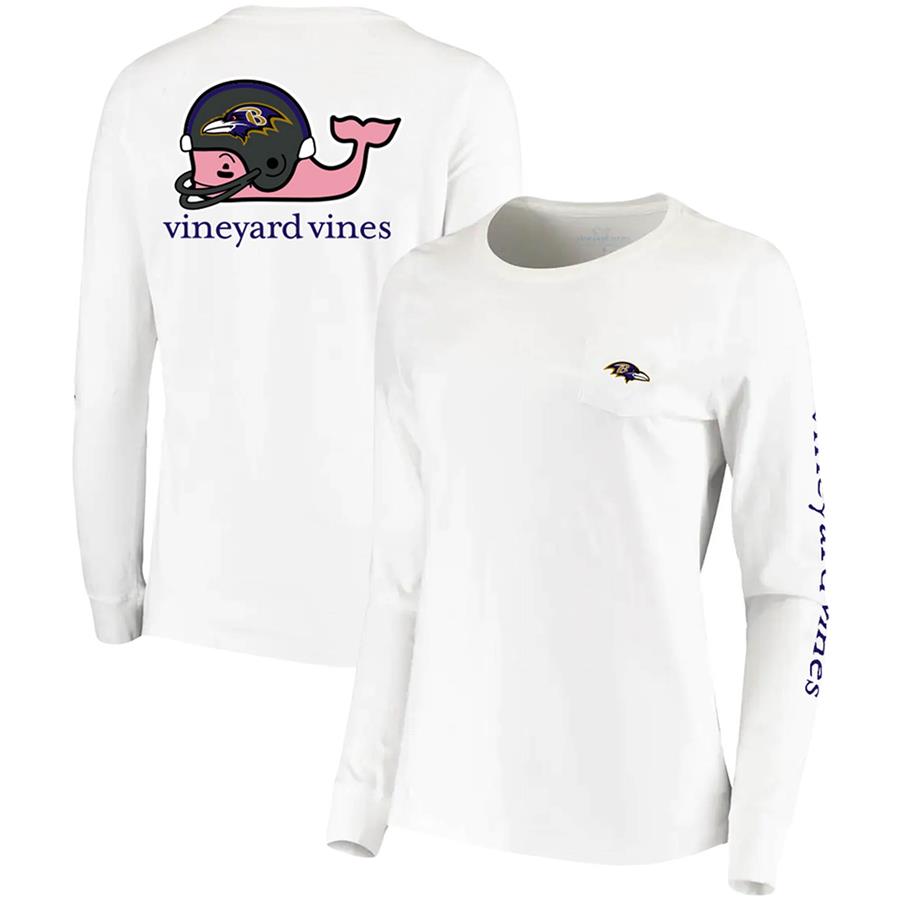 Baltimore Ravens Vineyard Vines Women's Helmet Long Sleeve T-Shirt - White