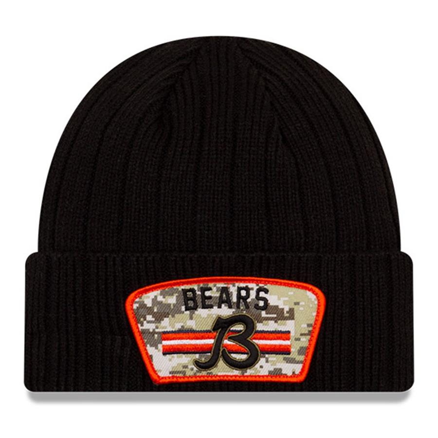 Chicago Bears New Era 2021 Salute To Service B Cuffed Knit Hat - Black