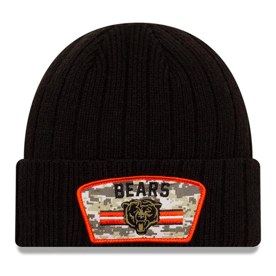 Chicago Bears New Era 2021 Salute To Service Cuffed Knit Hat - Black