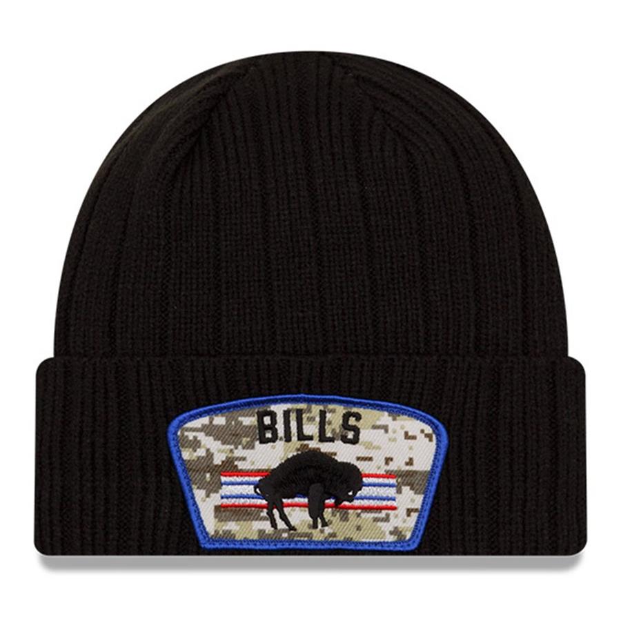 Buffalo Bills New Era 2021 Salute To Service Historic Logo Cuffed Knit Hat - Black