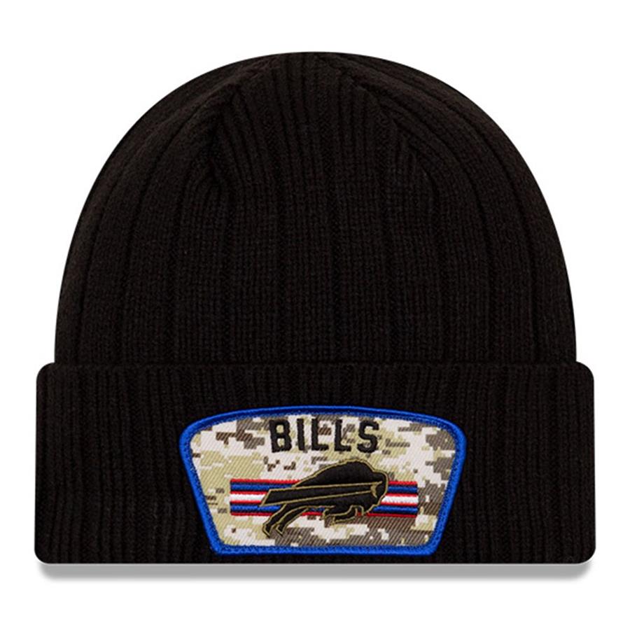Buffalo Bills New Era 2021 Salute To Service Cuffed Knit Hat - Black