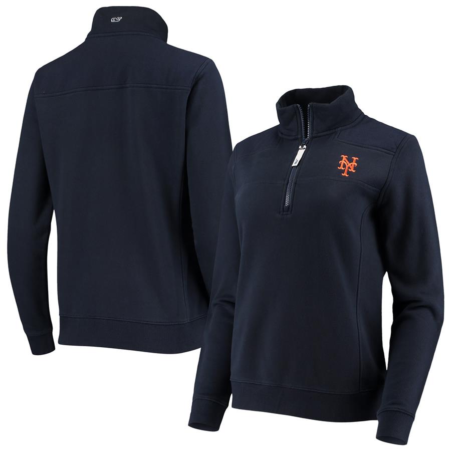 New York Mets Vineyard Vines Women's Shep Shirt Quarter-Zip Jacket - Navy