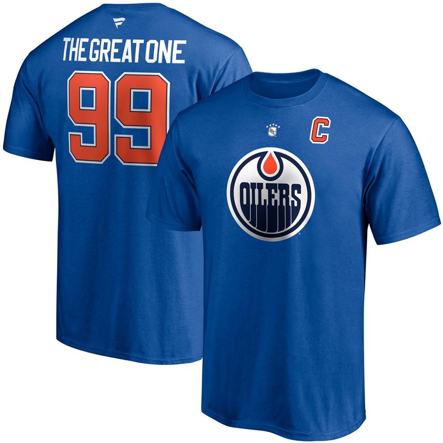 Wayne Gretzky Edmonton Oilers Fanatics Branded Authentic Stack Retired Player Nickname & Number T-Shirt - Royal
