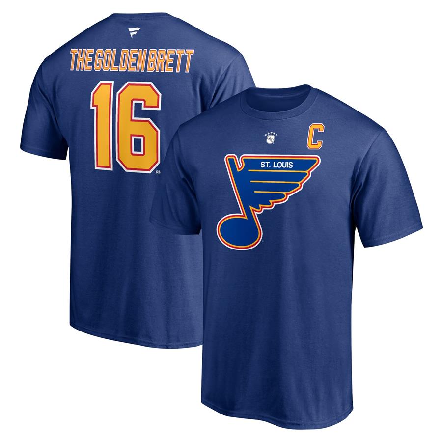 Brett Hull St. Louis Blues Fanatics Branded Authentic Stack Retired Player Nickname & Number T-Shirt - Blue
